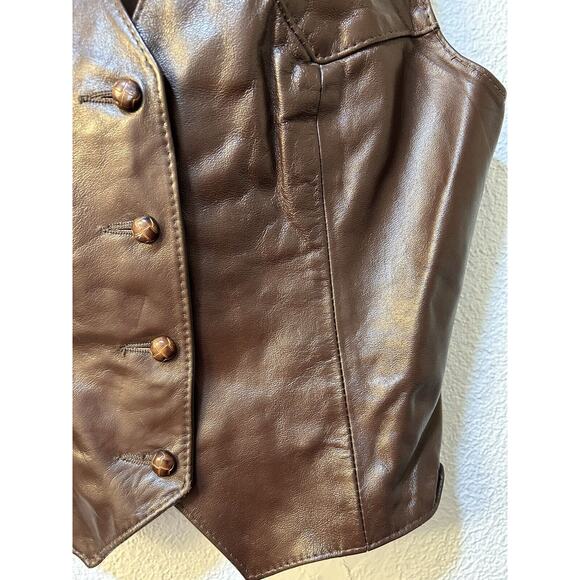 Vintage H Bar C California Ranch Wear Leather Sz 10 Brown Vest Cowgirl - Picture 6 of 16